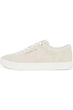 Tommy Hilfiger Uomo Sneakers Vulcanizzate Core Chambray Profilo Basso, Bianco (Ecru), 40 EU