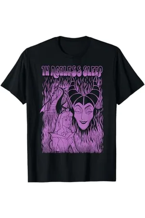 Disney Sleeping Beauty Maleficent Flames Vintage Ritratto Maglietta