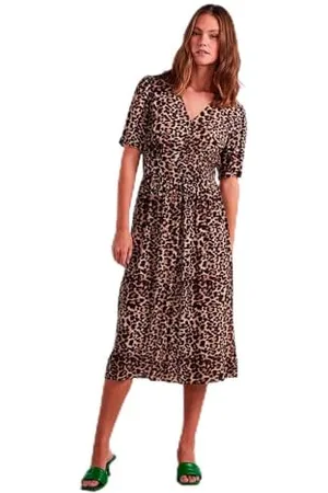 Pieces® Pctala SS Midi Dress Noos BC Abito, Tan Indiano/AOP: Leone, M Donna