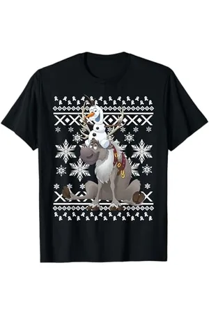 Disney Maglietta Frozen Olaf Sven Riding Antlers Ugly Sweater Maglietta