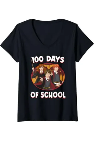 Harry Potter Donna 100 Days of School Maglietta con Collo a V