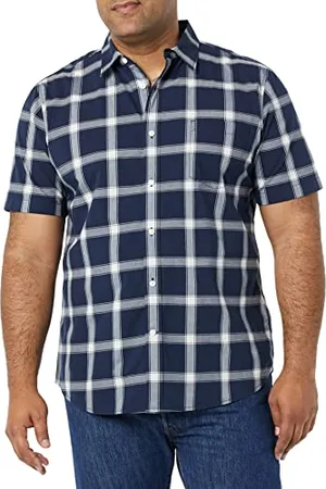 Amazon Camicia in Popeline a Maniche Corte Slim Uomo, , M