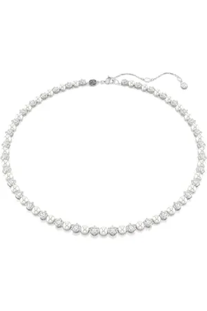 Swarovski Collana Tennis Matrix, Crystal Pearl, Taglio Round, Bianca, Placcato rodio, Taglia unica