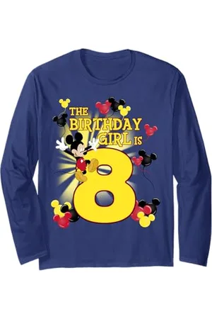 Disney Mickey & Friends 8 anni Old Birthday Girl Maglia a Manica