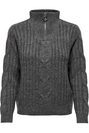 JDY Andrea L/S Zip Cable Pullover Knt Maglione Lavorato a Maglia, , S Donna