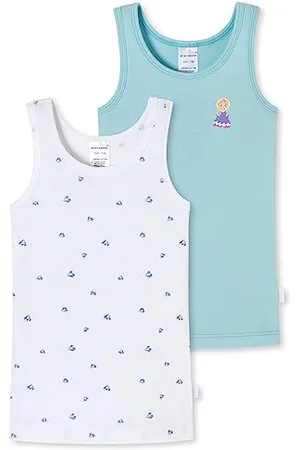 Schiesser 2 Confezioni di Canottiere, 100% Cotone Biologico, a Costine Sottili, Assortiti 2_180023, 92 Bambine e Ragazze