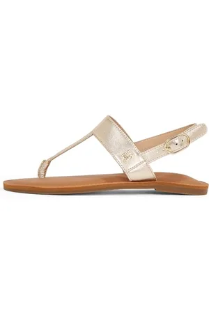 Tommy Hilfiger Donna Sandali Metallic Leather Thong Infradito, (Gold), 38