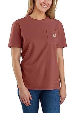 Carhartt T-Shirt Loose Fit Heavyweight a Maniche Corte con Tasca K87 da Donna, Marrone, L