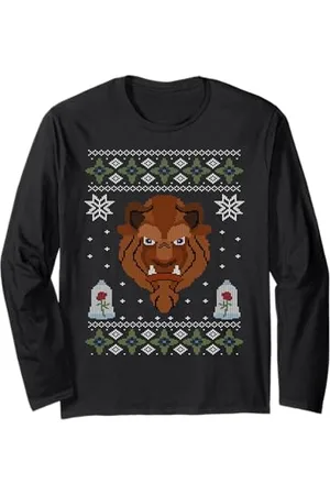Disney Stampa del brutto maglione natalizio La Bella e la Bestia Maglia a Manica