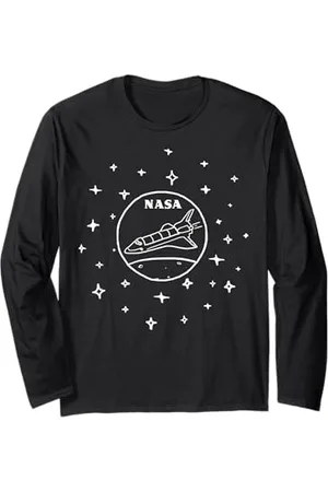 Nasa Schizzo bianco del logo Doodle della Shuttle Stars Maglia a Manica