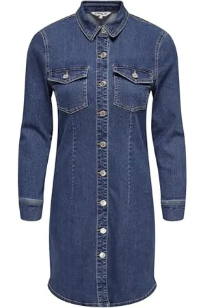 ONLY Onlbelieve LS Stretch DNM Dress Qyt Noos Abito in Jeans, , S Donna