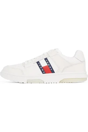 Tommy Hilfiger Uomo Sneakers Profilo Basso Brooklyn Essential in Pelle, Bianco (Ecru), 42 EU