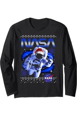 Nasa Astronauta Santa Hat Logo Ugly Sweater Maglia a Manica