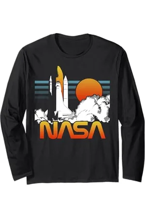 Nasa Logo Dark Rocket Launch Maglia a Manica