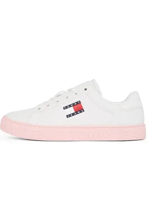 Tommy Hilfiger Donna Sneakers con Suola Alta Logo Profilo Basso, Bianco (Ecru), 39