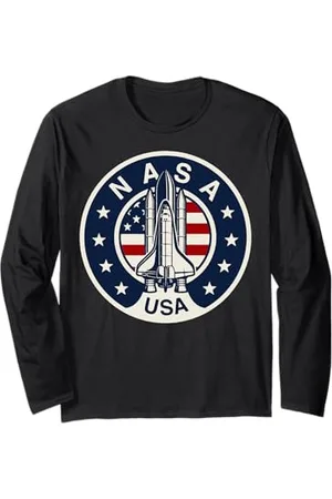 Nasa Logo della bandiera americana del razzo navetta della USA Maglia a Manica
