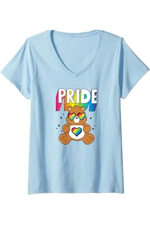 Care Bears Donna Rainbow Pride - Orsetto tenerheart con cartoni animati Maglietta con Collo a V