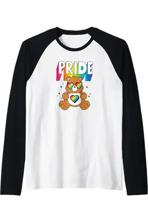 Care Bears Rainbow Pride - Orsetto tenerheart con cartoni animati Maglia con Maniche Raglan