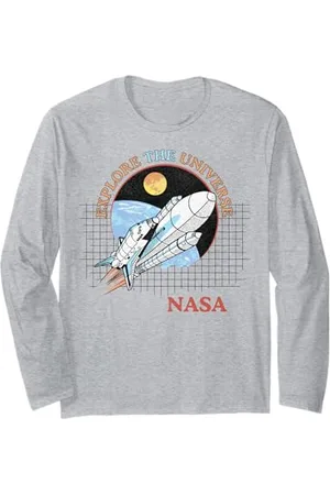 Nasa Logo Explore The Universe Rocket Retro Maglia a Manica