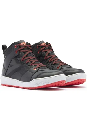 Dainese Suburb D-WP Shoes, Scarpe Moto Impermeabili Uomo, Nero/Bianco/Rosso Lava, 44 EU