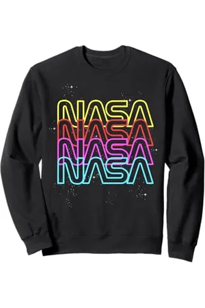 Nasa Logo Neon Rainbow Repeat Text Felpa