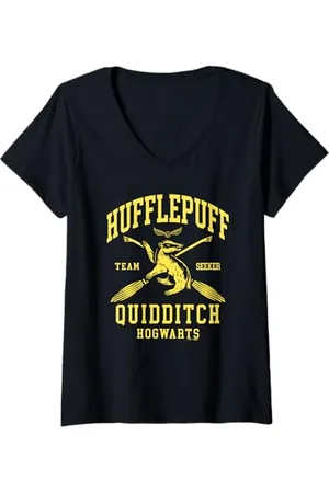 Harry Potter Donna Hufflepuff Quidditch Arch Maglietta con Collo a V