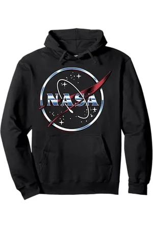 Nasa Logo Chrome Classic Space Felpa con Cappuccio