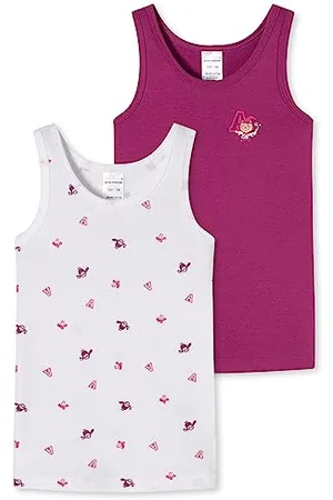 Schiesser 2 Confezioni di Canottiere, 100% Cotone Biologico, a Costine Sottili, , 92 Bambine e Ragazze