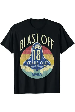 Nasa Space Shuttle Blast Off 18th Birthday Retro Ritratto Maglietta