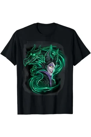 Disney Sleeping Beauty Maleficent And Dragon Dark Ritratto Maglietta