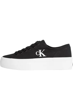Calvin Klein Donna Sneakers Vulcanizzate Flatform Profilo Basso, Nero (Black/Bright White), 38 EU