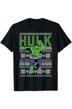 Marvel Hulk Retro Ugly Christmas Sweater Style Smash Jump Maglietta