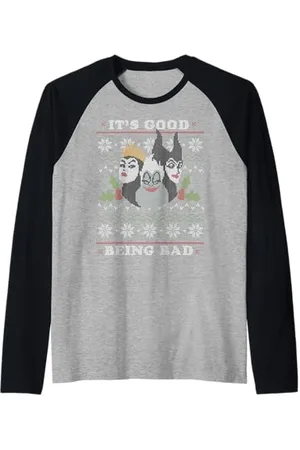 Disney Villains Good Bad Ugly - Maglione natalizio Maglia con Maniche Raglan