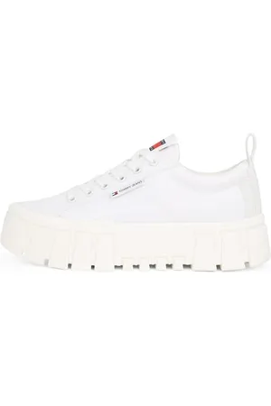 Tommy Hilfiger Donna Sneakers con Suola Alta Nylon con Plateau, Bianco (Ecru), 40 EU