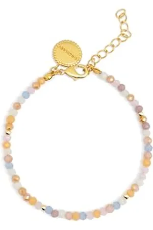 SINGULARU Bracciale Daphne. Acciaio con Finitura in Oro 18Kt. Dettagli con Sfere di Cristalli Colorati. Lunghezza 16 cm + 3 cm. Gioielli per Donna