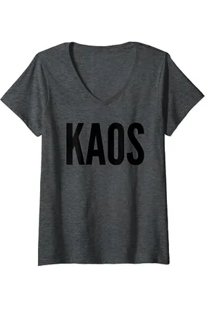 Kaos Donna Maglietta Maglietta con Collo a V
