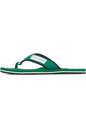 Tommy Hilfiger Uomo Infradito Patch Beach Sandal con Logo, Verde (Nouveau Green), 42