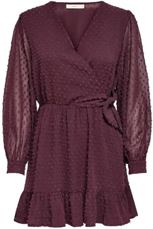 ONLY Onltiva L/S Dobby Fake Wrap Dress Wvn Vestito, , S Donna