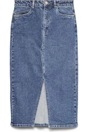 VERO MODA Gonna in Denim Lunghezza al Polpaccio con Spacco 5 Tasche Maxi Skirt, Colore: , Taglia:XL