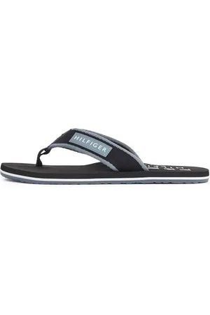 Tommy Hilfiger Uomo Infradito Patch Beach Sandal con Logo, (Black), 43