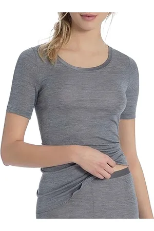 Calida True Confidence Top a Maniche Corte Intimo, Platino melé, 46-48 Donna