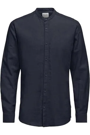Only & Sons Onscaiden LS Solid Linen MAO Shirt Noos Camicia a Maniche Corte, , S Uomo