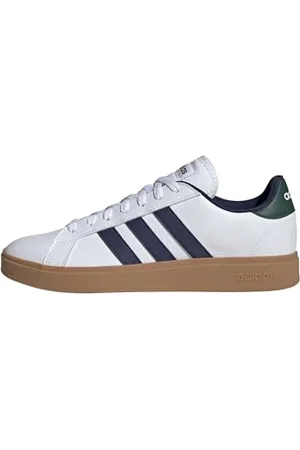 adidas Grand Court Base 2.0 Shoes, Scarpe Uomo, Ftwr White/Dark Blue/Collegiate Green, 40 2/3 EU