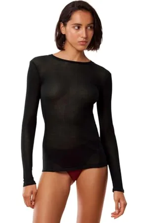 Triumph Donna Beauty Layers Top LSL Crew Neck, Shirt, Black, XL