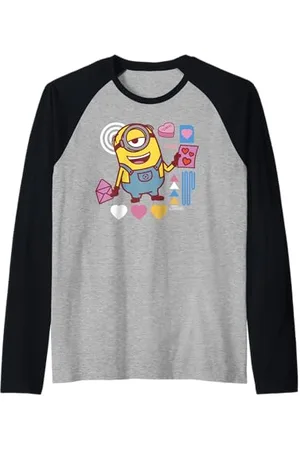 Minions Valentine Mel Maglia con Maniche Raglan