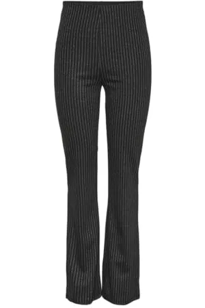 Pieces® Pcniannah HW Pantaloni Svasati Tessuto, Nero/Strisce: Cloud Dancer, S Donna