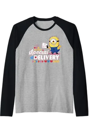 Minions Carl Special Delivery Valentine Maglia con Maniche Raglan