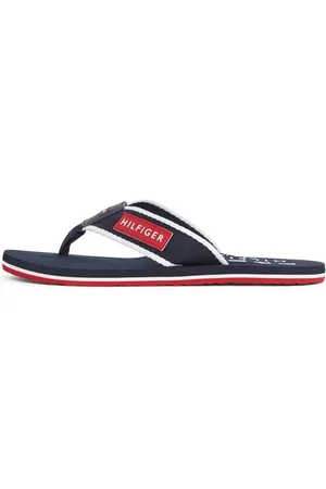 Tommy Hilfiger Uomo Infradito Patch Beach Sandal con Logo, Blu (Desert Sky), 46