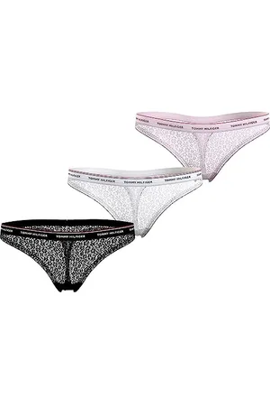 Tommy Hilfiger 3 Pack Thong Lace (Ext Sizes), Donna, Black/White/Light Pink, L