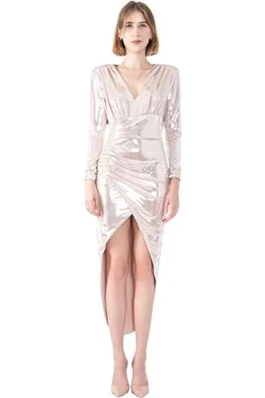 Angelika Jozefczyk Golden Draped Special Occasion Dress, , 44 Donna
